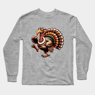 Old Turkey Funny Retro Bird for Thanksgiving Long Sleeve T-Shirt